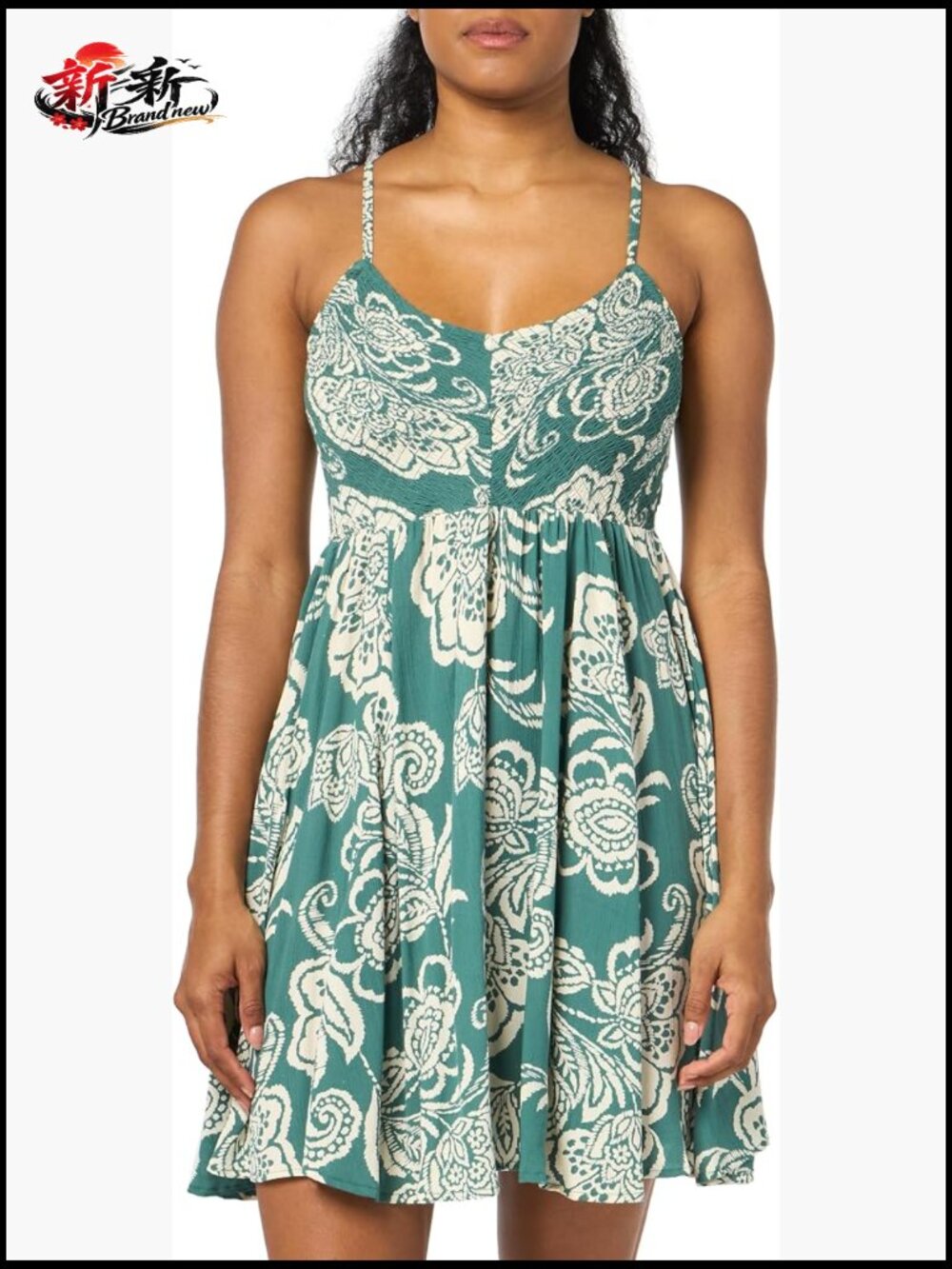 Printed Deep V Smocked Bodice Mini Dress - Floral A-Line